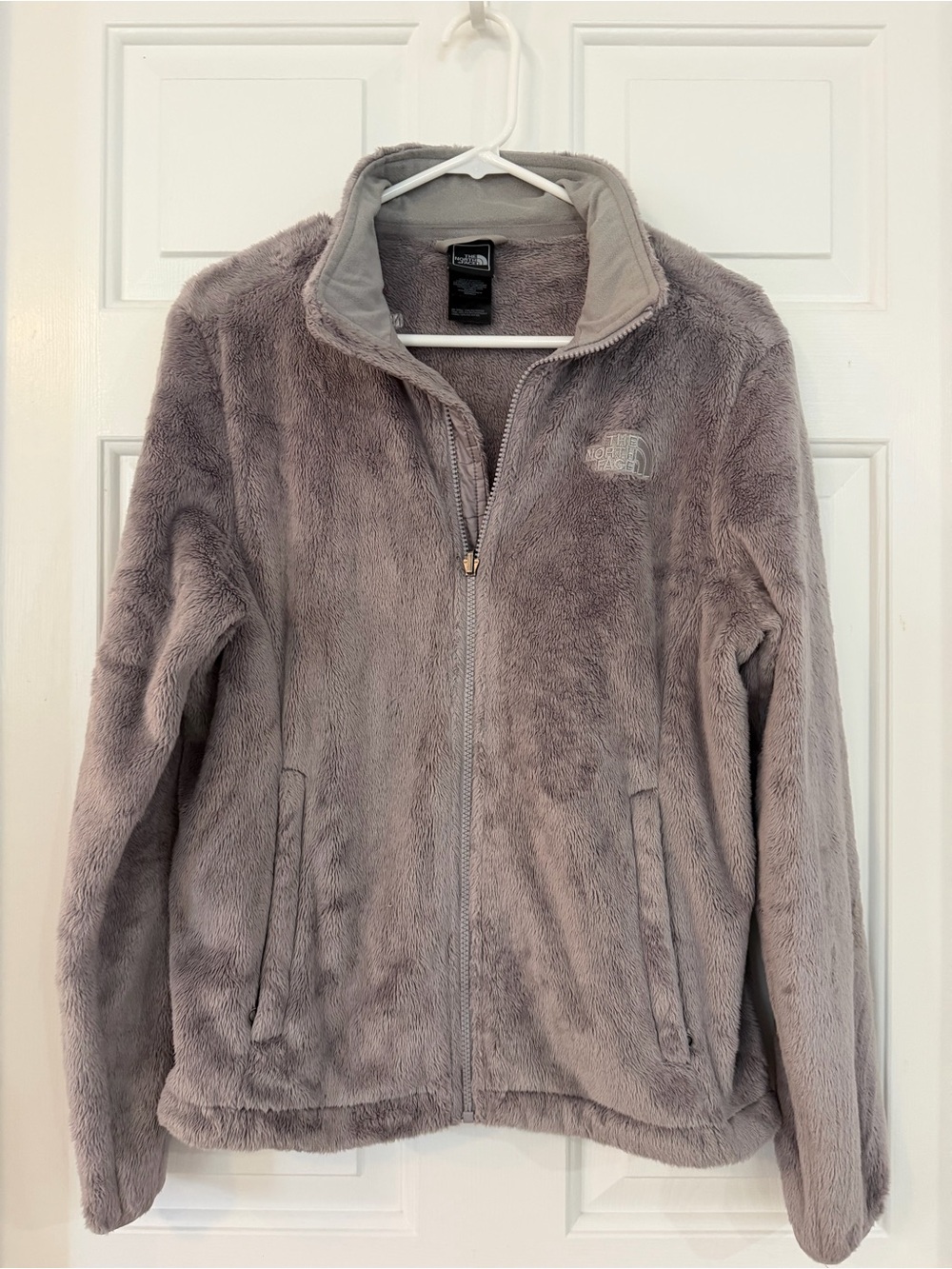 Women’s The North Face Gray Fleece Zip Front Jacket Coat Size M